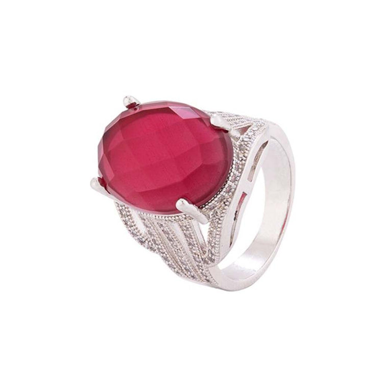 Women Gold-Plated & White CZ-Studded Adjustable Diamond Ring