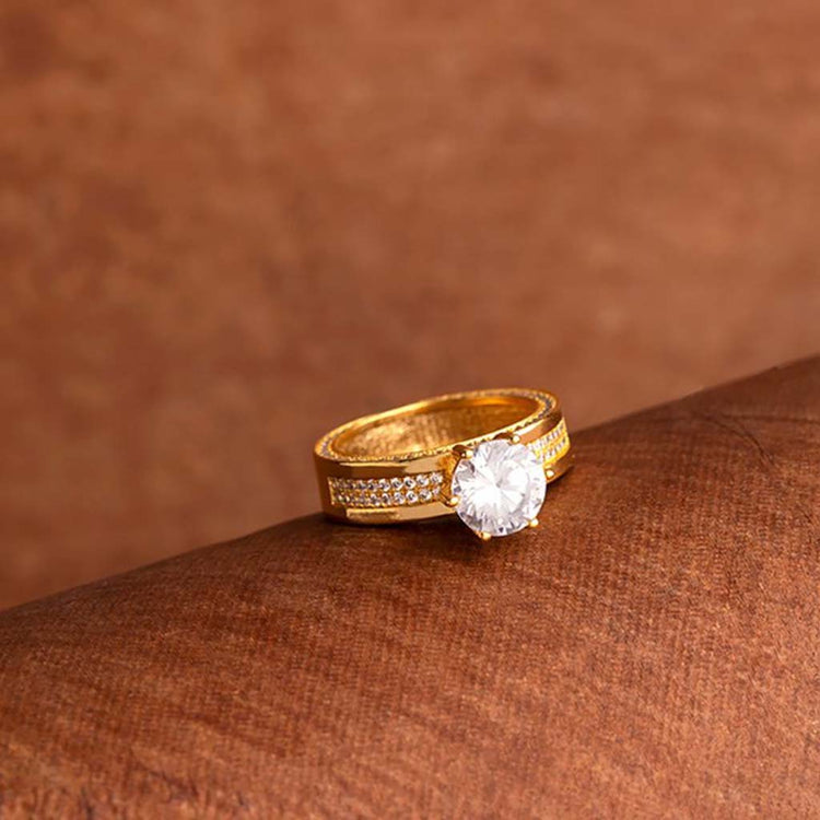 Women Gold-Plated Adjustable Diamond Ring