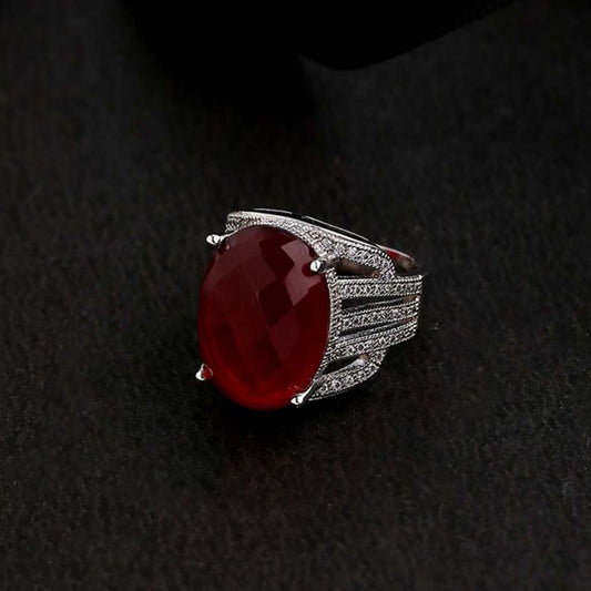 Women Gold-Plated & White CZ-Studded Adjustable Diamond Ring